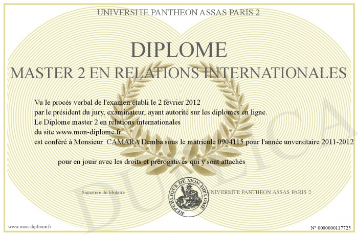 diplome relations internationales